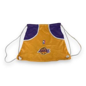 VTG Los Angeles Lakers Mesh Backpack String Bag Bookbag NBA Yellow Purple
